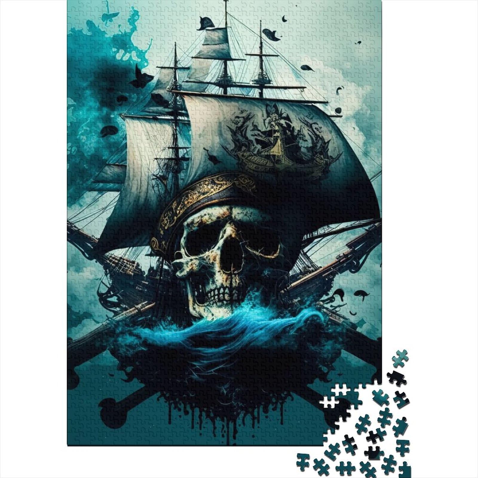 Piratenschiff für Erwachsene 1000 Teile Puzzle Geschenke 1000 Teile Puzzle für Erwachsene Teenager Stressabbau Schwierige Herausforderung 75x50cm