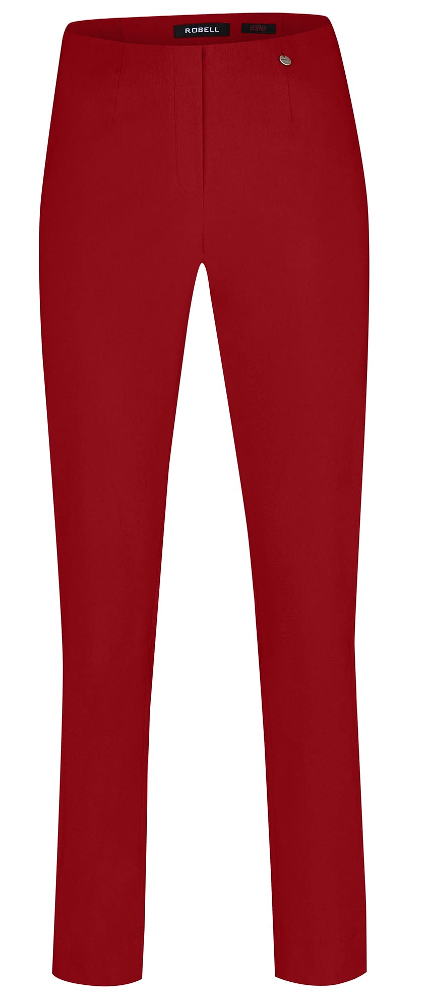 Robell Style Marie - Stoffhose Damen high Waist - Damenhose Power Stretch - Bengaline Stoff Hose mit Schlitz am Saum - Bitte eine Größe Kleiner bestellen - Rot, 42