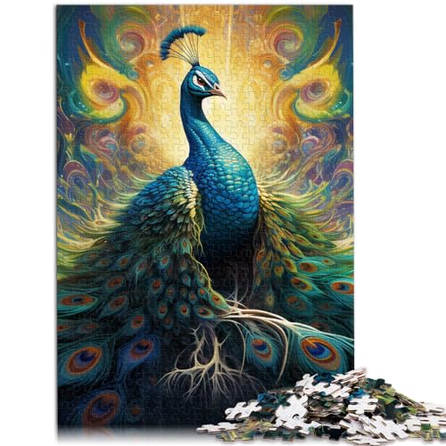 Puzzlespiel Psychedelischer Pfau Puzzles für Erwachsene 1000-teiliges Holzpuzzle Schwierige, Schwere Puzzles für Frauen und Männer 1000 Teile (50 x 75 cm)