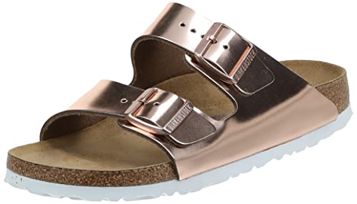 Birkenstock »ARIZONA SFB« Pantolette in schmaler Schuhweite, Metallic-Optik, mit Soft-Fußbett