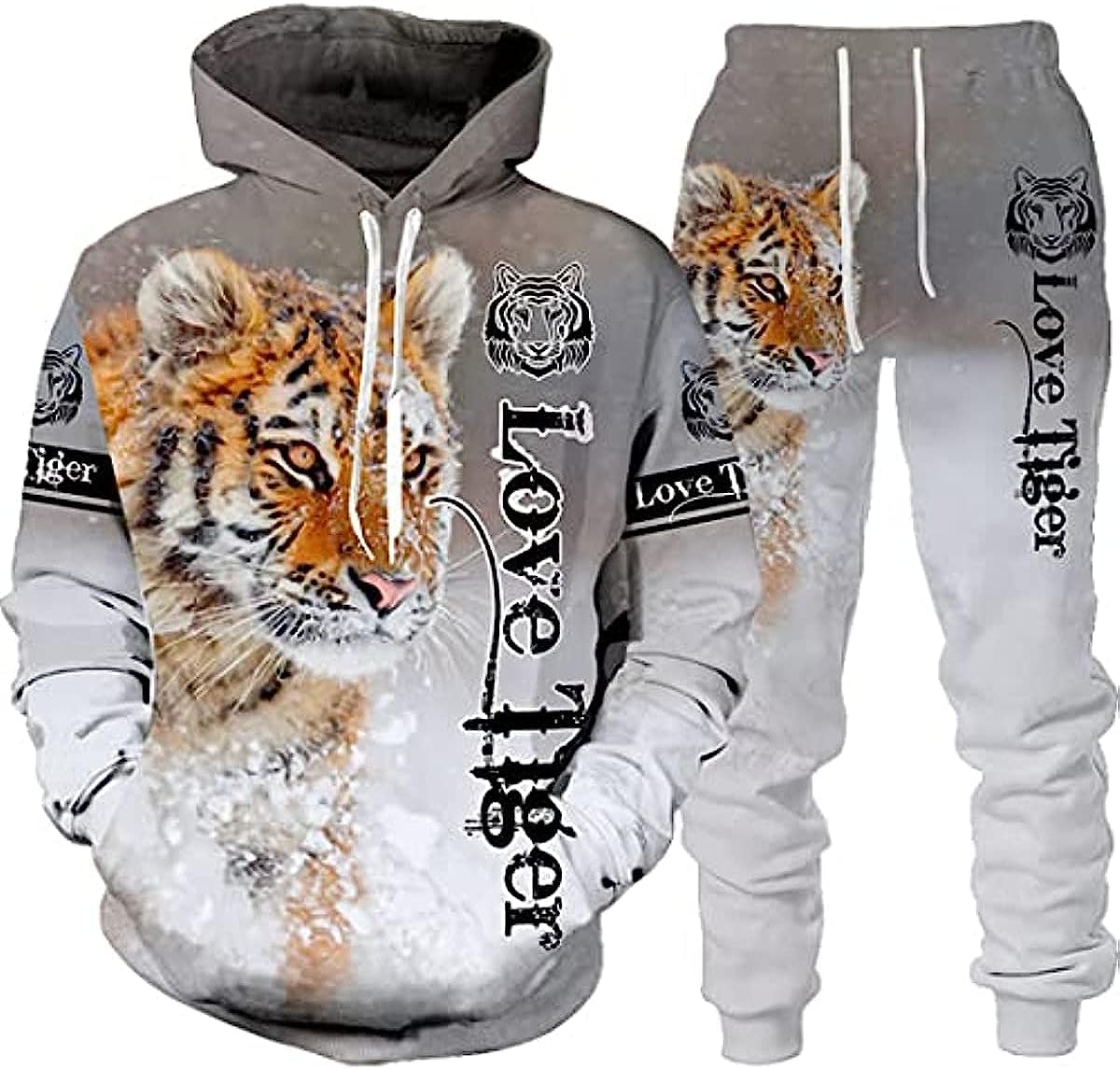 RIAAJ Men's Animal 3D Tiger Joggings Set 3D Printed S-6XL (Men's7,S)