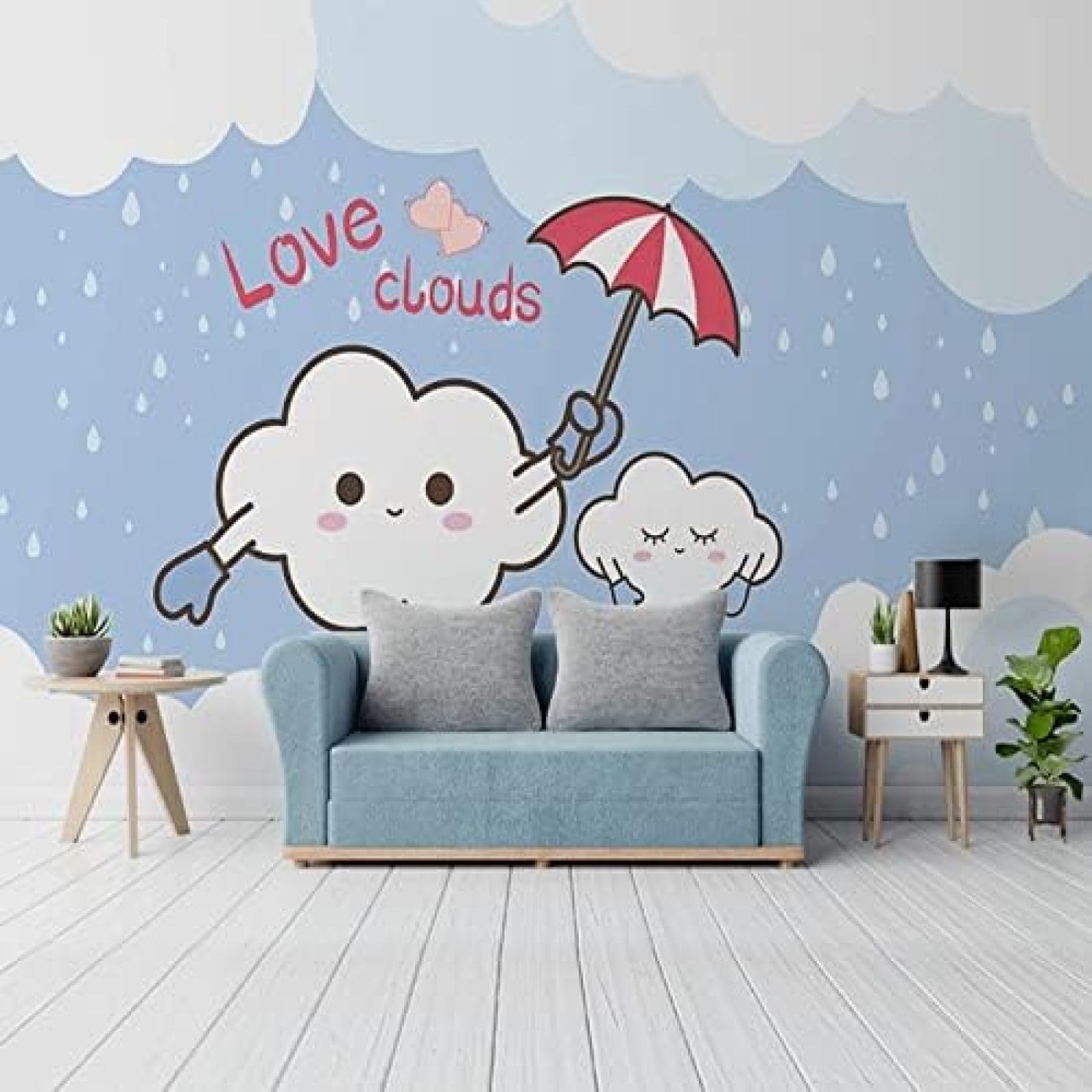 XLMING Handgemalte Cartoon-Wolken Kinderzimmer 3D Tapete Wohnzimmer Sofa Schlafzimmer Esszimmer Home Dekoration Wand-350cm×256cm