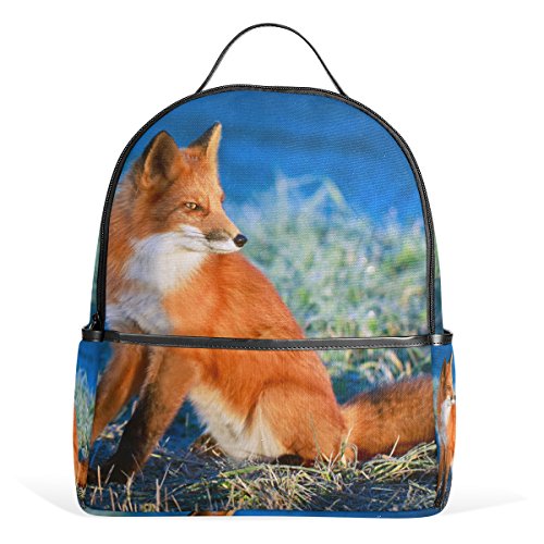 My Daily Schöner roter Fuchs Rucksack für Jungen Mädchen Schule Büchertasche, Mehrfarbig, 12.6"L × 14.8"H x 5"W, Tagesrucksack