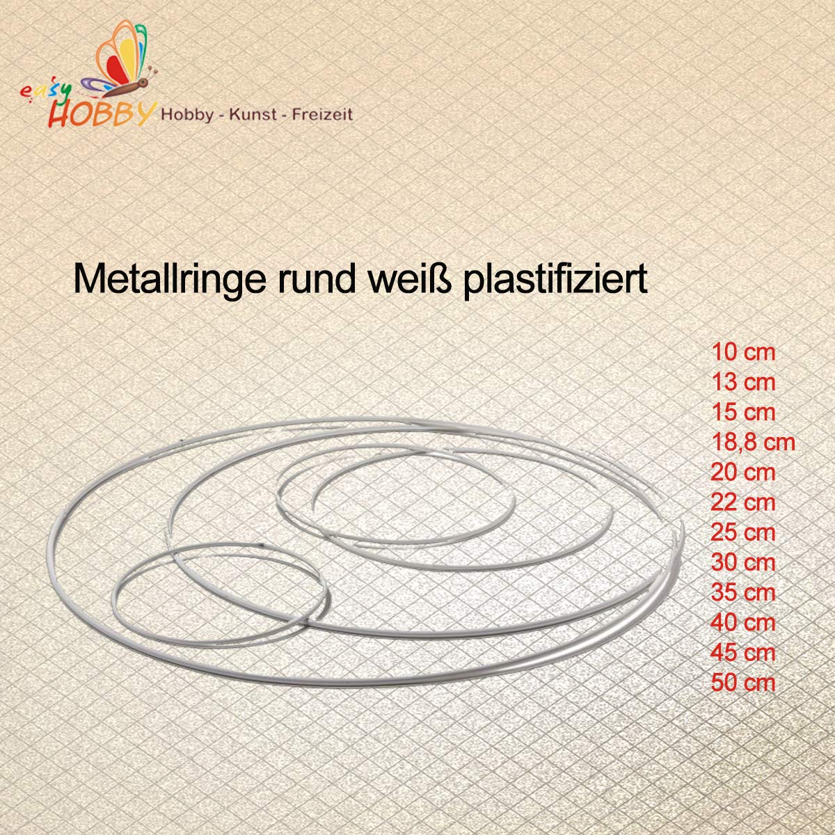 SMITS Metallringe rund weiß plastifiziert 70cm Ø, 1 Stück