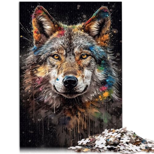 Puzzles zum Wolfsmalen, Puzzle für Erwachsene, 1000-teiliges Puzzle aus Holz, lustige Aktivitäten zu Hause, Geburtstagsgeschenk, Reisegeschenk, 1000 Teile (50 x 75 cm)