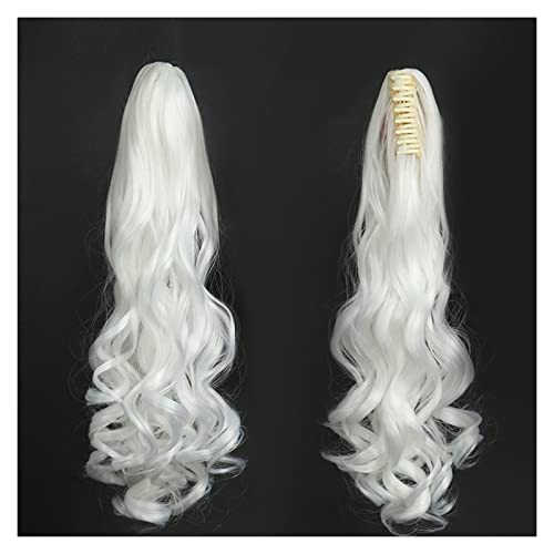 Pferdeschwanz Haarteil 55,9 cm gewelltes Pferdeschwanz-Haar mit Klaue, Clip-in-Haarverlängerung, hitzebeständige Faser, Pferdeschwanz-Haarteil for Frauen und Mädchen, Verlängerung, synthetisches, lang