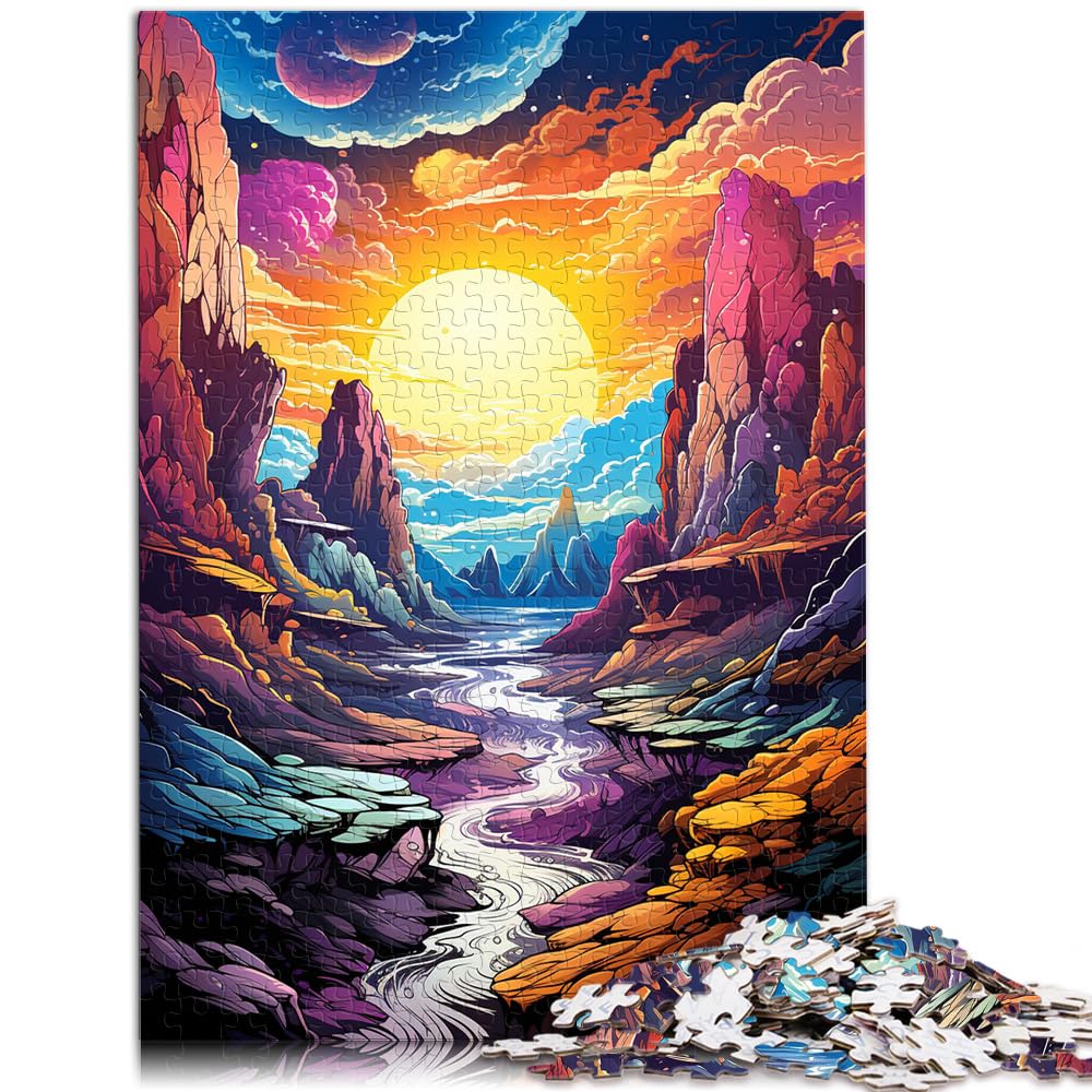 Spielgeschenk Puzzle Bunter Psychedelischer Canyon-Wasserfall Puzzle 1000 Teile Holzpuzzle Interessantes Puzzle zur Stressreduzierung 1000 Teile (50 x 75 cm)