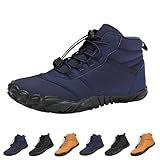 Barfußschuhe Winter, Outdoor Barfußschuhe Herren Damen Herbst Winter, Wasserdicht Barfussschuhe Barefoot Shoes, Trocknend Traillaufschuhe Wanderschuhe Zehenschuhe Hohe Warme und rutschfeste Stiefel