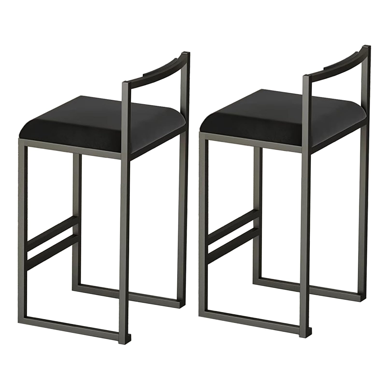 TBSZCM Barhocker 2er-Set, gepolsterte Barhocker mit Rückenlehne für Kücheninsel, Barstühle in Thekenhöhe für Esszimmer, Wohnzimmer, Bistro, Pub, Schlafzimmer, Sitzhöhe 65 cm, Schwarz Run forward