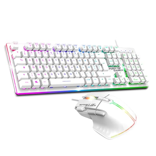 Ultimate 600 – set tastatur gaming maus RGB | AZERTY FR hintergrundbeleuchtung | gaming tastatur halbmechanisch | metall struktur I usb maus 4800 DPI