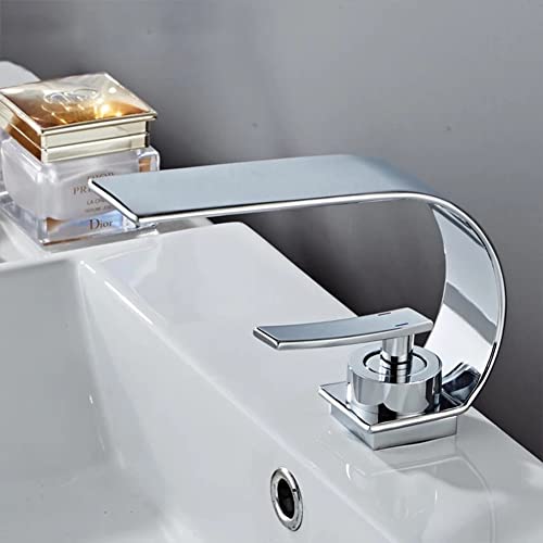 Fw Wasserhahn Bad Einhandmischer Waschtischarmaturen, Moderner Elegant Stil Messing Waschtischarmatur Kaltes Und Heißes Wasser Vorhanden, Keramikventil, Chrom