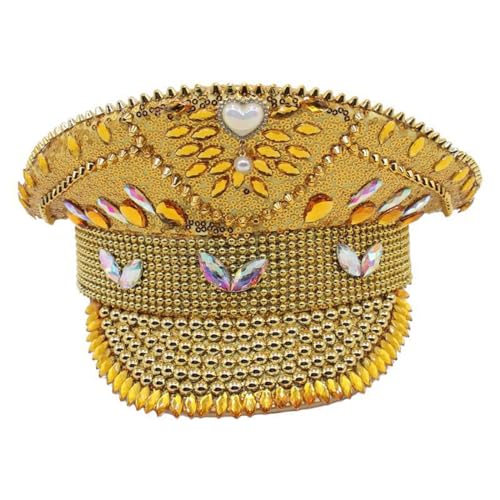 Oxxggkao Nietenhut Cosplay Cap Blingbling PoliceHat Bühnenauftritte Requisiten MilitaryHat