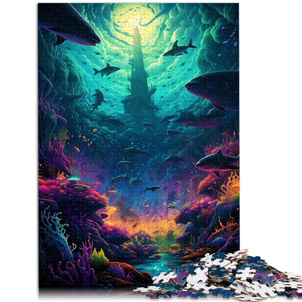 Puzzle für farbenfrohe, psychedelische Meereswelt, 1000 Teile, Puzzle für Erwachsene, Geschenke, Holzpuzzle, Familienaktivität, Puzzle 1000 Teile (50 x 75 cm)