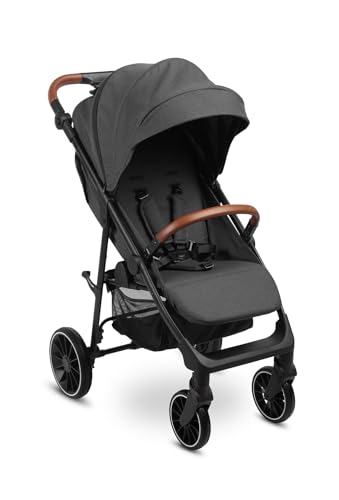 CARETERO ELMA Kinderwagen Buggy - Buggy mit Liegefunktion - Klappbar, mit Regenschutz, Beinabdeckung und 5-Punkt- Sicherheitsgurt - 8,5 kg Leicht - Dunkelgrau