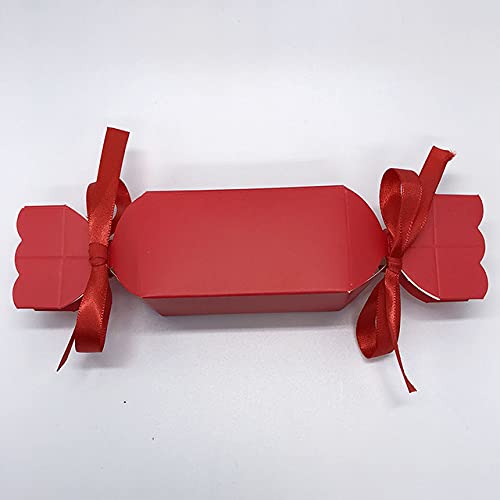 10 Stück Hochzeitsbevorzugungsbox und Beutel Süßigkeitenboxen Babyparty-Leckerei Kindergeburtstag Weihnachten Cracker Box Event Party Supplies-Red,10pcs