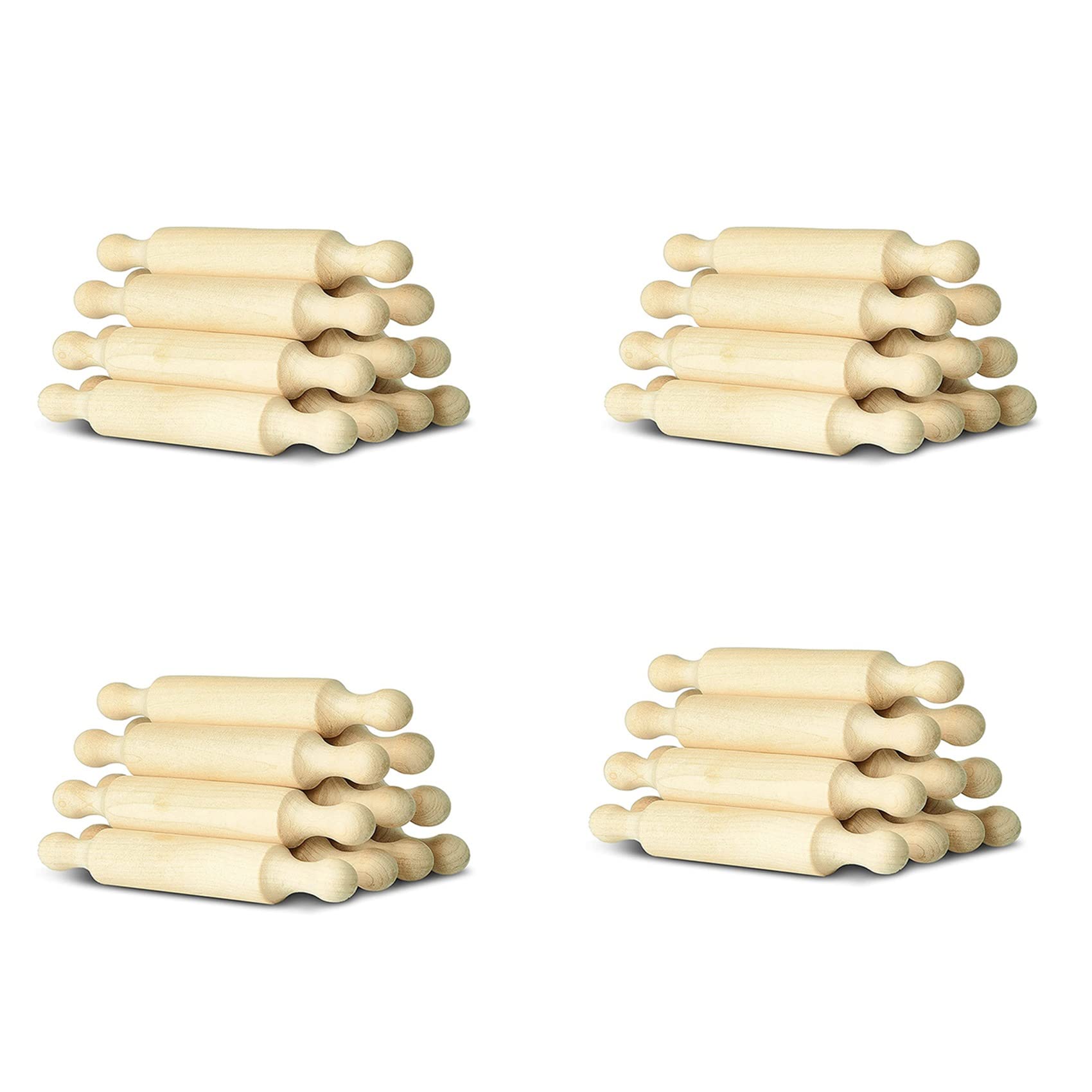 Potadak 40 x Mini Nudelholz 6 Küche Backen Nudelholz Kleiner Holzteig für Kinder Fondant Pasta