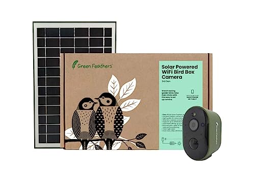 Green Feathers Batteriebetriebene Solar-Vogelhaus-Kamera mit Wi-Fi-Verbindung, Outdoor-Wildkamera für Vogelkästen (nur Solarkamera)