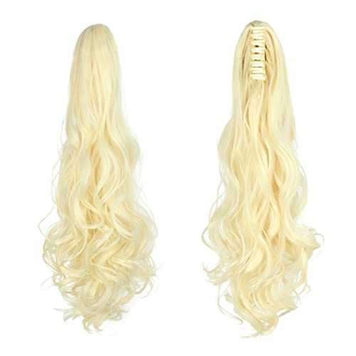 Pferdeschwanz Haarteil 55,9 cm gewelltes Pferdeschwanz-Haar mit Klaue, Clip-in-Haarverlängerung, hitzebeständige Faser, Pferdeschwanz-Haarteil for Frauen und Mädchen, Verlängerung, synthetisches, lang