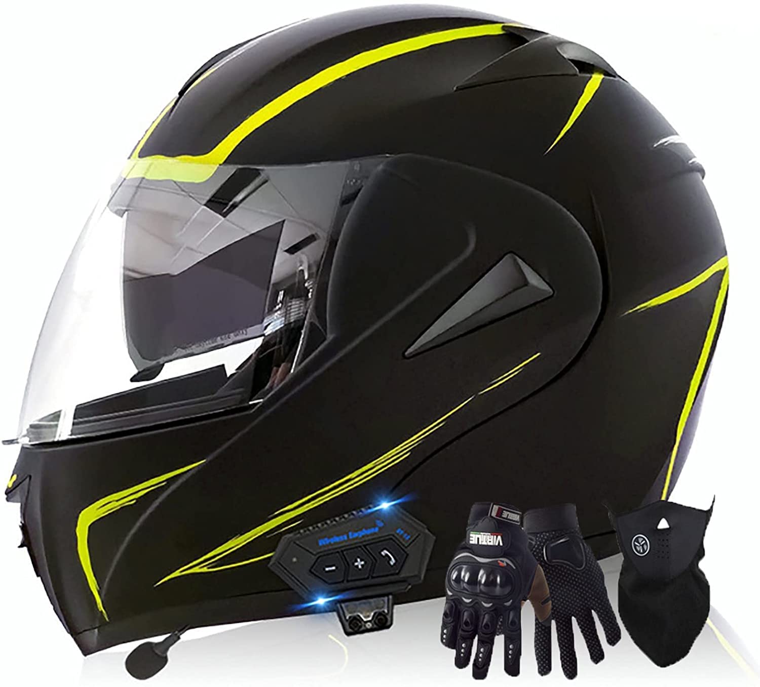 Modulare Motorradhelme Bluetooth Helm DOT/ECE-Zertifizierung Klapphelm Motorradhelme Touring-Helme Integrierter Bluetooth-Kopfhörer Mit Lautsprechern Für Automatisches Beantworten