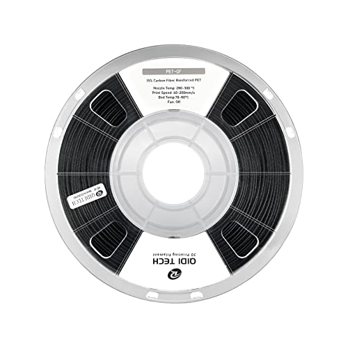 QIDI TECH Carbon Fiber PET Filament 1.75 1KG Spule, PET CF Kohlefaser 3D Drucker Filament 1.75mm für die meisten FDM 3D Drucker, hohe Festigkeit, geringe Kriechneigung, Schwarz