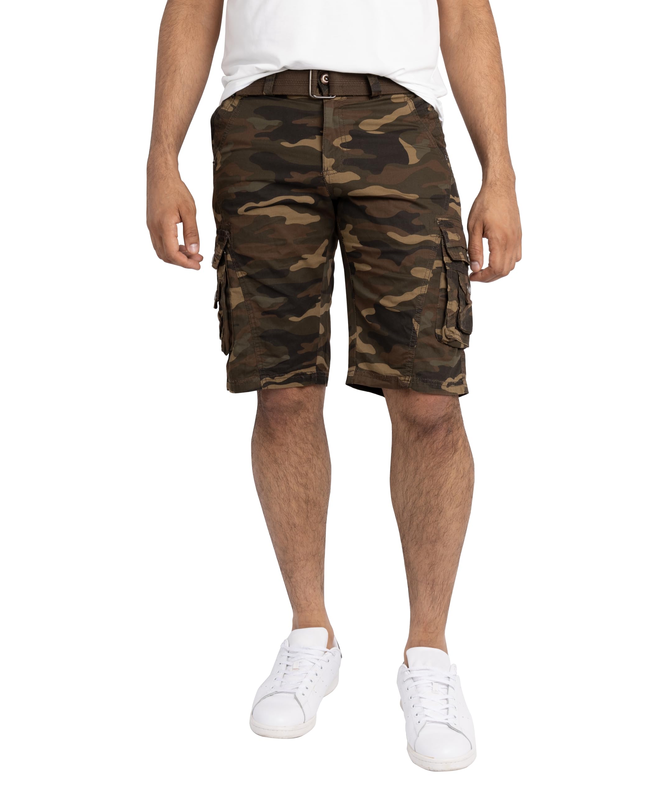 X RAY Herren-Cargo-Shorts, Camouflage- und einfarbig, 31,8 cm Schrittlänge, knielang, klassische Passform, mehrere Taschen, große und hohe Shorts für Herren), Gesäßtasche mit Doppelnaht, Braun Camo,