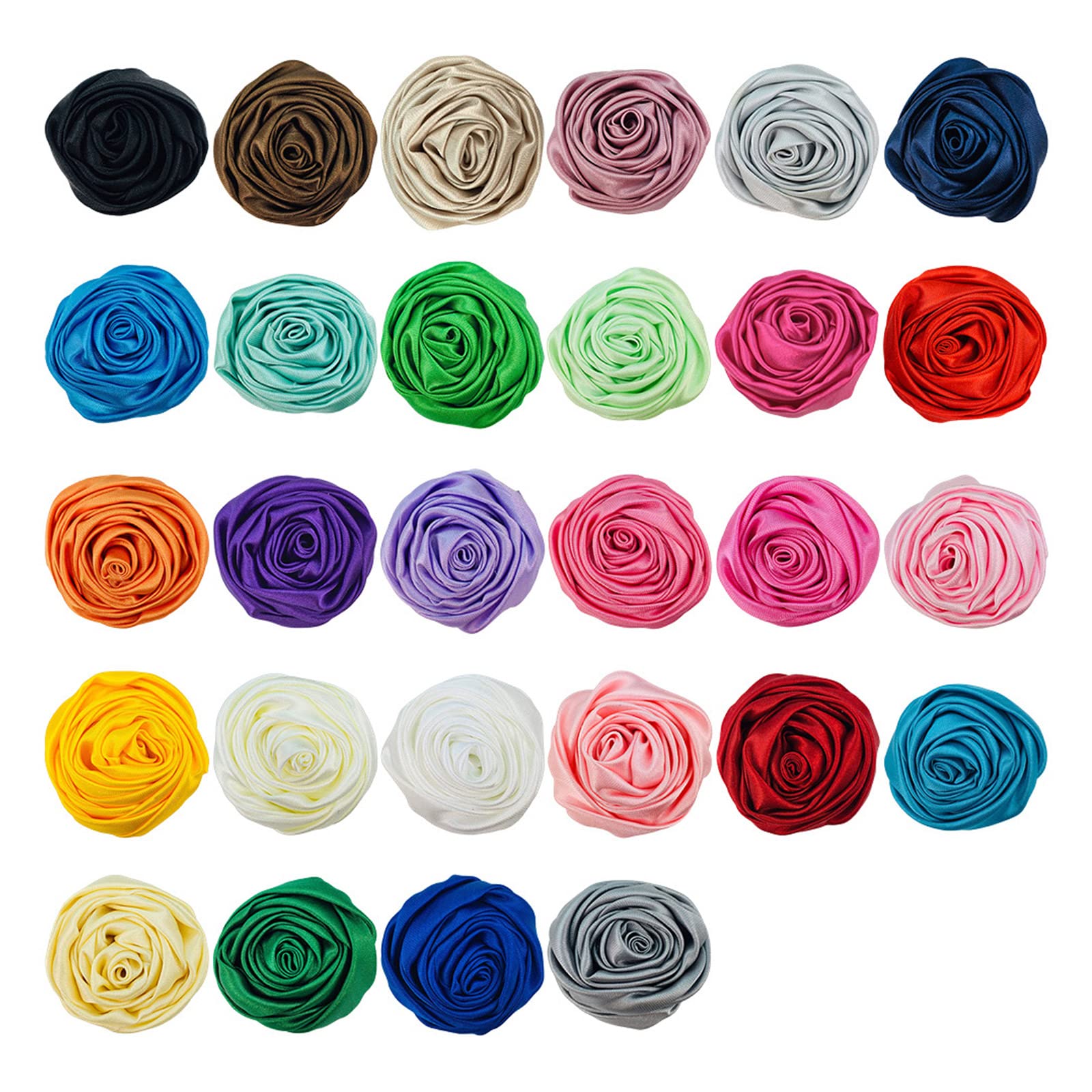 28 Stück/Los, 5 cm, weiche Satin-Blumen, für Damen und Mädchen, Stirnband, Haarklammern, Kopfbedeckung, Haar-Accessoires