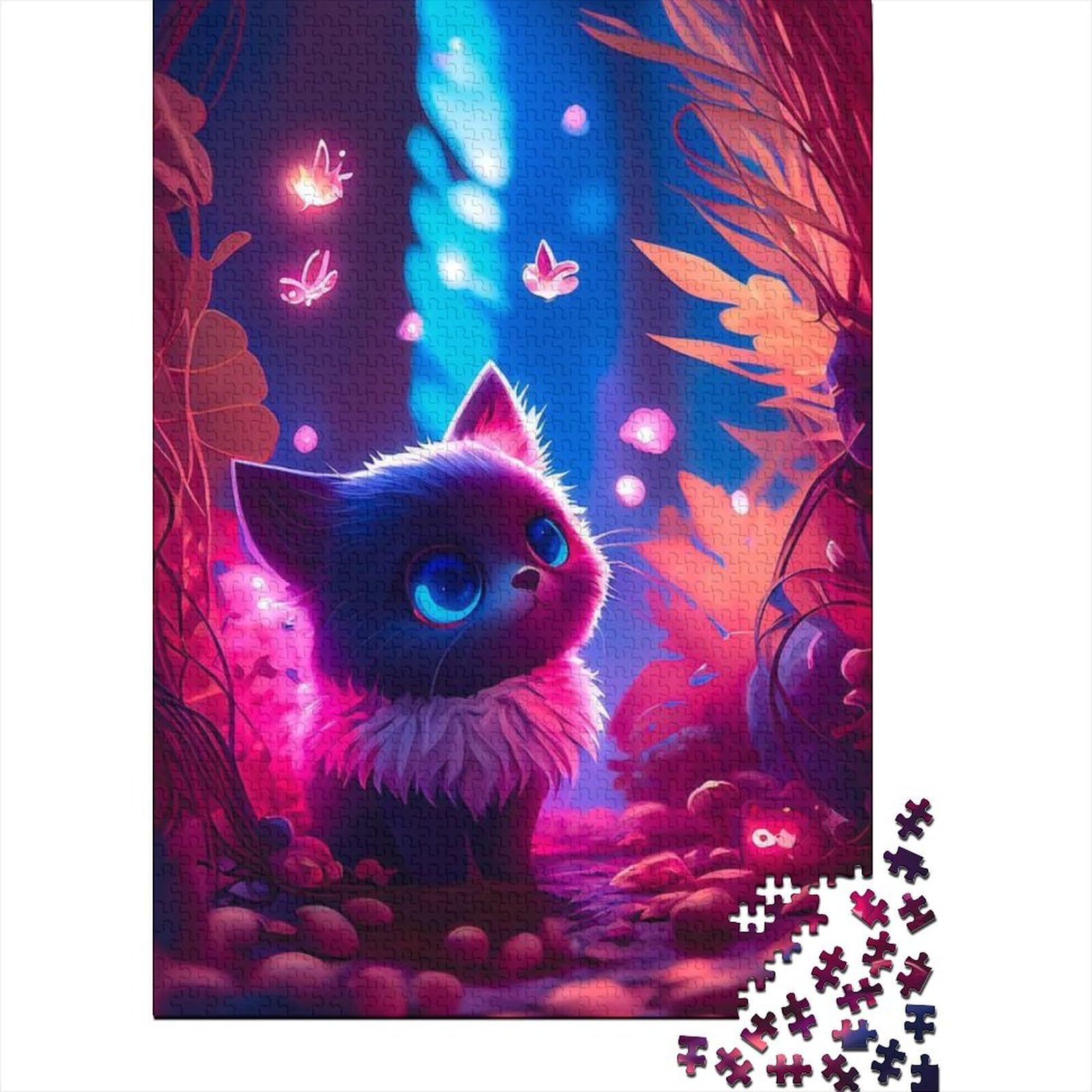 Puzzle für Erwachsene, süße Katze, 500 Teile Puzzle, Holzpuzzle für Erwachsene und Jugendliche ab 12 Jahren, Heimdekoration, Puzzlegröße: 52 x 38 cm