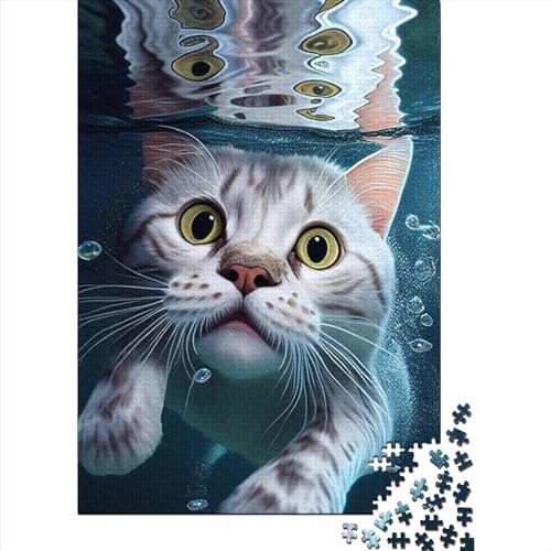 1000-teiliges Puzzle für Erwachsene, lustiges Katzenschwimmtier für Erwachsene, Puzzle 1000 Teile, Puzzle für Erwachsene, Lernspiel, Herausforderungsspielzeug, 75 x 50 cm