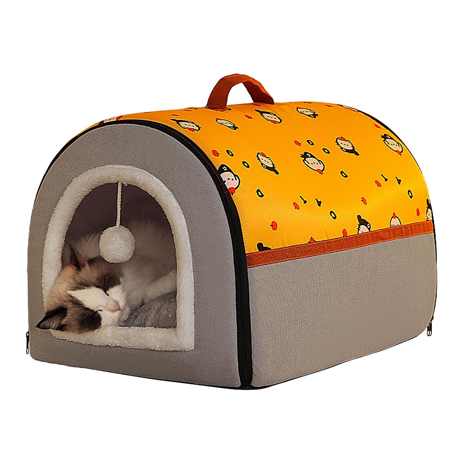 Winter-Katzenhaus | Indoor Pet House | Warme Katzenhöhle mit Plüschball, Haustierbett für Katzen und kleine Hunde, Abnehmbar und waschbar, Indoor Pet House, Katzenversteck