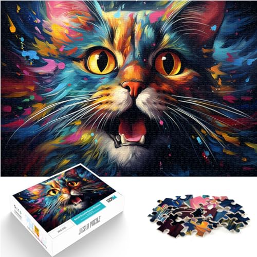 Puzzle-Geschenk, Fantasie, bunter Sternenhimmel, Katze, Puzzle für Erwachsene, 1000-teiliges Holzpuzzle, Heimdekoration, Puzzle-Spielzeug, 1000 Stück (50 x 75 cm)