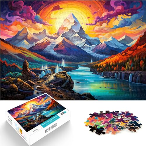 Puzzles für Berge vor Sonnenuntergang, 1000 Teile. Holzpuzzle, jedes Teil ist einzigartig – anspruchsvolles, unterhaltsames Spiel für die ganze Familie, 1000 Teile (50 x 75 cm)