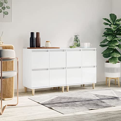 CCCINER Sideboards 2 Stk. Hochglanz-Weiß 60x35x70 cm Holzwerkstoff,Klassisches Sideboard mit großzügigem Stauraum und zeitlosem Design für Dein Zuhause