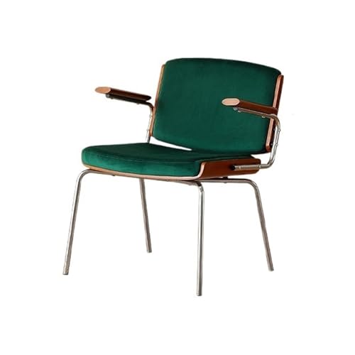 FUHAI-666 Esszimmerstuhl Mid Century Esszimmerstühle mit Holzhandlauf, Samtgepolsterter Sessel, Moderne Küchenstühle for Schlafzimmer, Wohnzimmer, Esszimmer Kaffeestuhl(Dark Green)