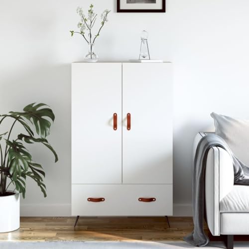 CCCINER Highboard Weiß 69,5x31x115 cm Holzwerkstoff,Modernes Sideboard weiß mit Stauraum – für Wohnzimmer und Esszimmer