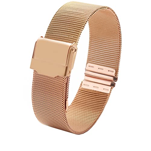 SCRUBY Milanische Schleife weiblich Einfaches Watchband 12 13 14 15 16 17 18 19 20 22mm Metallwebe Modetrendarmband für Dw ar Uhrenarmband(Rose gold,18mm)