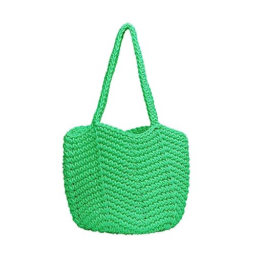 ohodhmnu Damen Tote Bag Hohl Tasche Mode Damen Handtasche Große Kapazität Schultertasche Urlaub Stricktasche Vintage Tasche, grün, with scarf