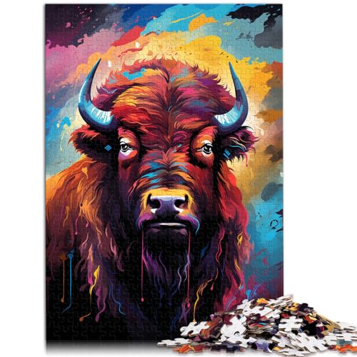 Puzzles Bisons Buntes psychedelisches 1000-teiliges Puzzlespiel aus Holz, Puzzlespielzeug, Puzzles, Lernspiele, Stressabbau-Puzzles, 1000 Teile (50 x 75 cm)