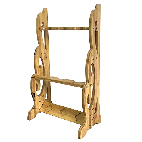 Miuxe Vertical Display Sword Stand Katana Holder - Floor Standing Display Weapon Racks, Wooden Martial Arts Sword Stands Sword Hangers for Storing Various Swords and Long Weapons (2-8 Floors)