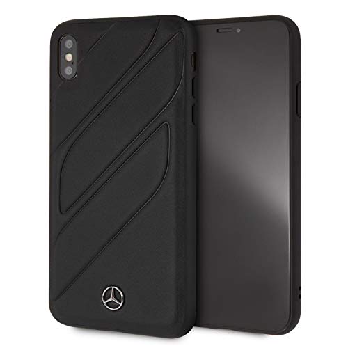 CG MOBILE Mercedes-Benz Handyhülle für iPhone XS Max Echtleder Hardcase Schwarz | Leicht z