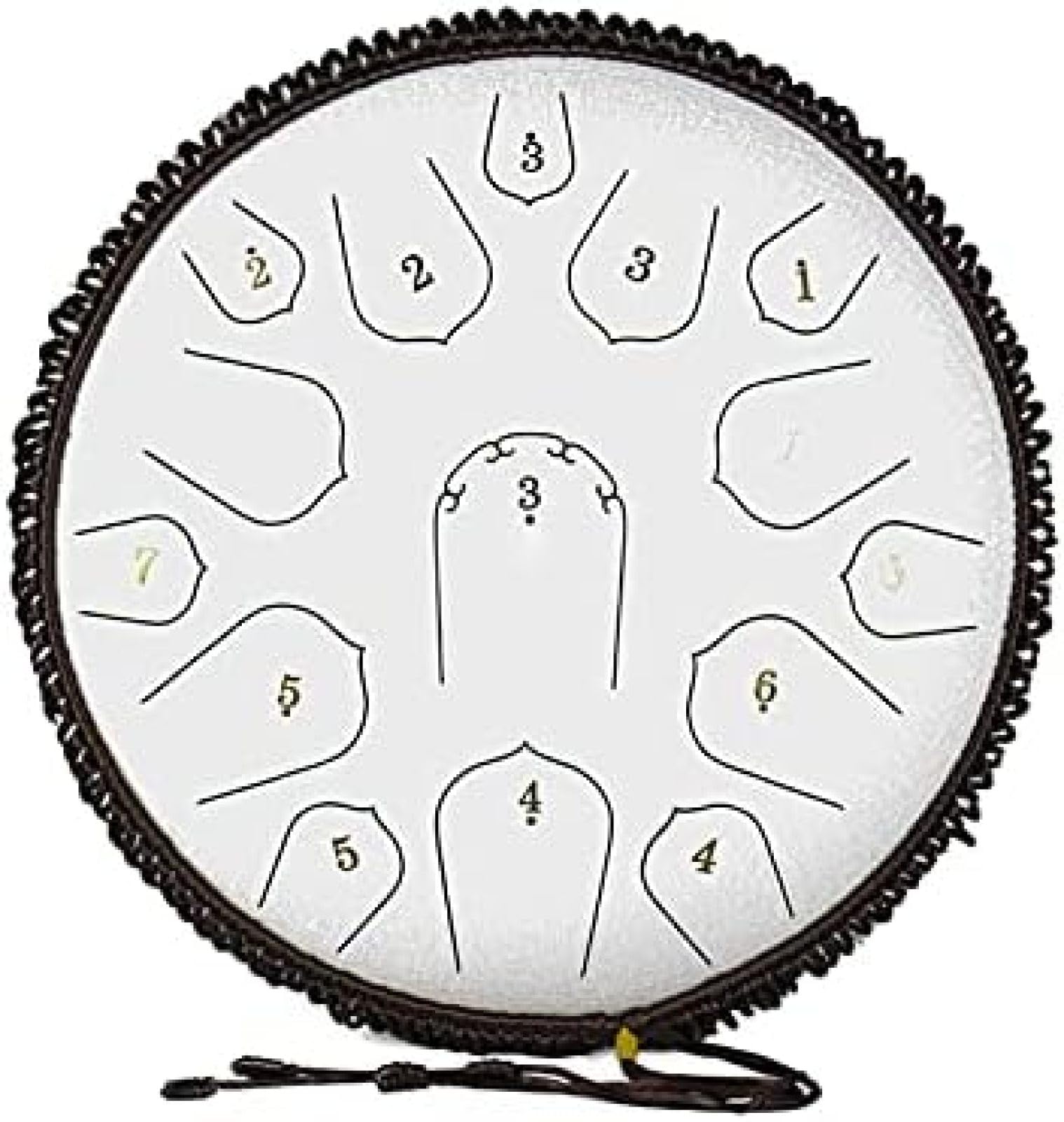 15 Tone Steel Drums D Key Steel Tongue Drum 14 Zoll Give Away Drum Rack, dickes Kohlenstoffstahlmaterial, für Meditation, Yoga, Show und Zen, weiß