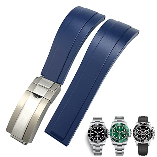 NEYENS Gummi-Uhrenarmband für Rolex Daytona Submariner GMT Yacht-Master Oysterflex Silikon-Armband mit Faltschließe, 20 mm / 21 mm, 21 mm, Achat