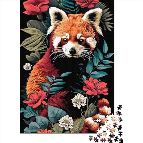 Kunstpuzzle für Erwachsene, 1000 Teile, farbenfrohes rotes Panda-Holzpuzzle, Erwachsenenpuzzle, Weihnachtsgeburtstagsgeschenk für Erwachsene und Teenager 29,53x19,69 Zoll