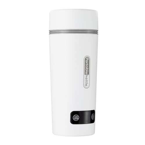 350ML Tragbare Wasserkocher 300W Kleiner Wasserkocher Thermobecher Heißwasser mit LED Display Geeignet für kochendes Wasser zum Warmhalten für die Zubereitung von Tee und zum Kochen von Milch (Weiß)