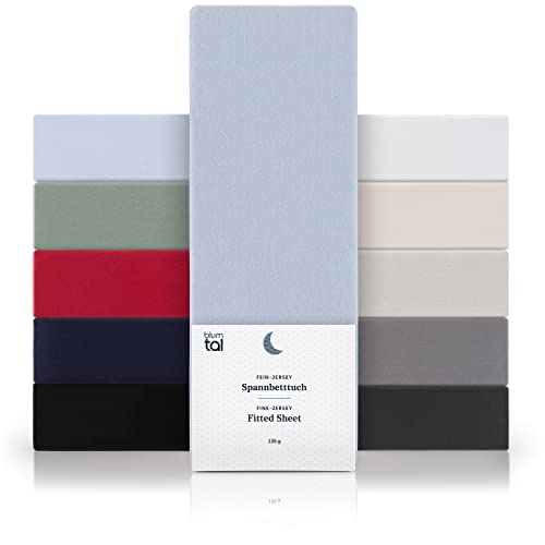 Blumtal Basics 2er-Set Jersey Spannbettlaken Topper 200x200 cm - Oeko-TEX Zertifiziert, 100% Baumwolle, bis 15cm Topperhöhe, Hellblau