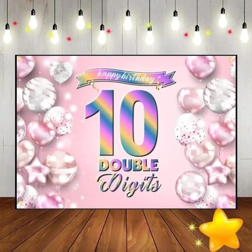 Alles Gute zum 10. Geburtstag Prinzessin Kuste Goldene Fotografie Banner Fotospiel Geschlecht Enthüllen Party Süß 350x230cm