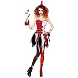 W WIDMANN MILANO Party Fashion - Kostüm Horror Harlekin, Kleid, Armbänder, Minihut, Halloween, Karneval, Mottoparty