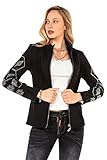 Cipo & Baxx Damen Jacke Strasssteine Blazer Reißverschluss WJ197 Schwarz S