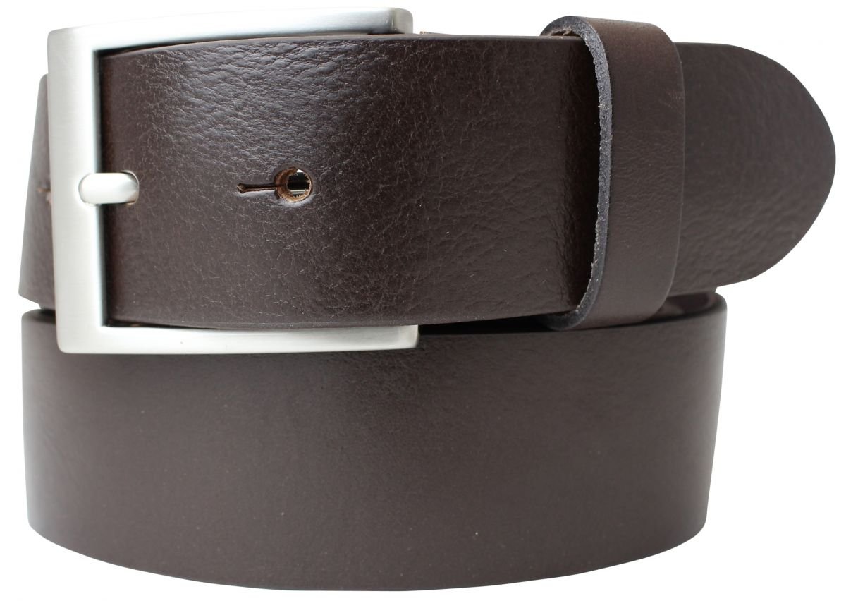 BELTINGER Hochwertiger Gürtel mit Edelstahl-Gürtelschnalle aus Vollrindleder 4 cm | Jeans-Gürtel für Damen Herren 40mm | Vollleder-Gürtel | Braun 85cm