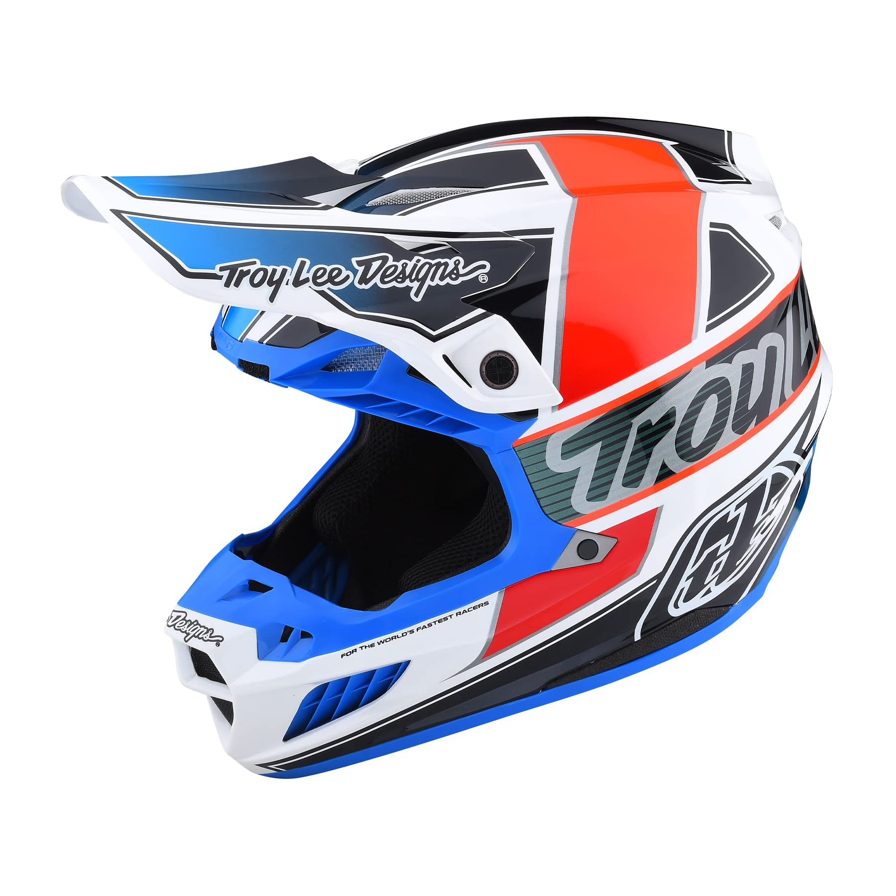 Troy Lee Designs SE5 Team MIPS Motocross Helm (White/Blue/Orange,S (55/56))