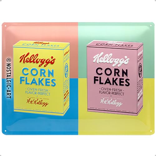 Nostalgic-Art Kellogg's – Packaging Pop Art – Geschenk-Idee für Nostalgie-Fans Retro Blechschild, aus Metall, Vintage-Dekoration, 30 x 40 cm